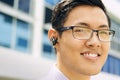 Headshot Business Man With Bluetooth Handsfree Device Royalty Free Stock Photo