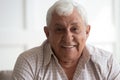 Headshot closeup portrait of happy mature grey-haired man. Royalty Free Stock Photo