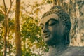 Headshot Front Left Buddha Statue Giving The Firts Sermon in Vintage Tone