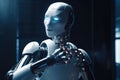 Headshot of a futuristic AI robot