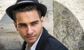 Headshot of handsome young man with hat Royalty Free Stock Photo