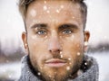 Handsome young man outdoor in winter fashion