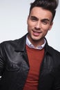 Headshot picture of a cool young fashion guy smiling Royalty Free Stock Photo