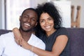 Headshot portrait of happy african millennial couple looking at camera Royalty Free Stock Photo
