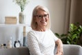 Headshot portrait of happy elderly woman relax at home Royalty Free Stock Photo