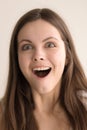 Headshot portrait of pleasantly surprised woman Royalty Free Stock Photo