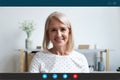Headshot portrait of senior woman talk online with relatives Royalty Free Stock Photo