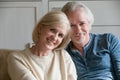 Headshot portrait of smiling loving mature couple feeling happy Royalty Free Stock Photo