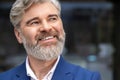 Headshot of a smiling mature bearded caucasian man Royalty Free Stock Photo