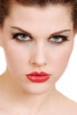 Headshot young woman with red lipstick Royalty Free Stock Photo