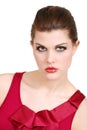 Headshot of young woman with red lipstick and top Royalty Free Stock Photo