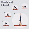 Headstand tutorial. Yoga. Woman doing yoga.