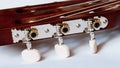 Headstock of classical guitar close up