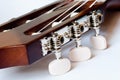 Headstock of classical guitar close up