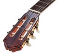 Headstock of classical guitar close up