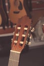 Headstock of classical guitar Royalty Free Stock Photo