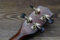 headstock of a ukulele on a table Royalty Free Stock Photo