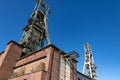 Two Headstocks of clipstone colliery in Nottinghamshire England - stock photo