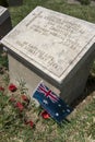 The headstone of John Simpson Kirkpatrick at Gallipoli in Turkey.