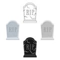 Headstone icon in cartoon,black style isolated on white background. Funeral ceremony symbol stock vector illustration.