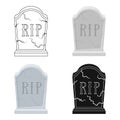Headstone icon in cartoon style isolated on white background. Funeral ceremony symbol stock vector illustration.