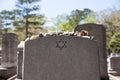 Headstone in Jewish Cemetery with Star of David and Memory Stone Royalty Free Stock Photo