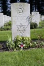 Headstone of military service in the Royal Air Force at the Airborne Cemetery in Oosterbeek