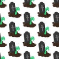 Headstone and zombie hand pattern Royalty Free Stock Photo