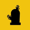 Headstone and zombie hands silhouette Royalty Free Stock Photo