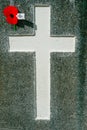 Headstones of fallen soldiers in graveyard