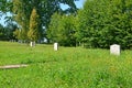 Headstones in the military cemetery of the First world war 1914. The village of Zaozernoe, Kaliningrad region Royalty Free Stock Photo