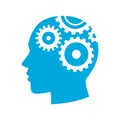 Human head gears tech logo, Cogwheel engineering technological inside brain, Artificial intelligence