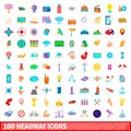 100 headway icons set, cartoon style Royalty Free Stock Photo