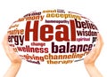 Heal word cloud hand sphere concept Royalty Free Stock Photo