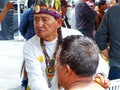 Healer performing ceremony of health cleaning, Ecuador