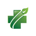 Healht Leaf Arrow Logo Green Vector Royalty Free Stock Photo