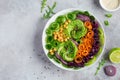 Healhty vegan rainbow lunch bowl