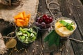 Healhy organic vitamins food chopped fruits