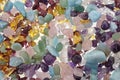 Healing Chakra Crystals Banner. Chakra colored tumbled healing stones. Royalty Free Stock Photo