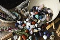 Healing Crystal and Homemade Smudge Sticks Close Up