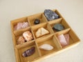 Healing crystals in box Royalty Free Stock Photo