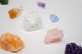 Gemstones Blue Lace Agate, Amethyst, clear quartz, citrine, calcite and rose quartz