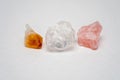 Healing crystals: Clear Quartz, Citrine and rose quartz Royalty Free Stock Photo