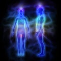 Healing energy, aura and chakras - woman and man