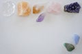 Healing gemstones and crystals - Amethyst Point and cluster, clear quartz, Citrine, calcite, rose quartz