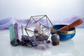 Healing gemstones crystals. Reiki, esoteric, relax and balance conept.