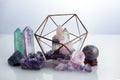 Healing gemstones crystals. Reiki, esoteric, relax and balance conept.