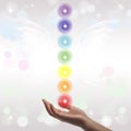 Healing Hand and seven chakras Royalty Free Stock Photo