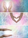 Healing hands and Light x 3 website banners Royalty Free Stock Photo