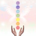 Healing Hands and seven chakras Royalty Free Stock Photo